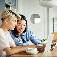 family using a laptop