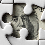 Missing puzzle piece showing a dollar 