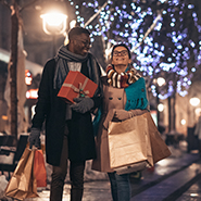 couple doing holiday shopping