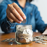 savings jar with money