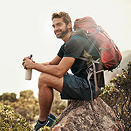 man hiking with backpack