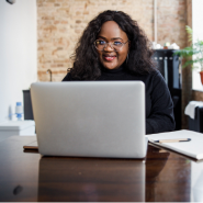 woman using computer