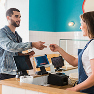 person paying with credit card