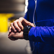 Man checking fitness watch