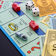 close up of a Monopoly board game 